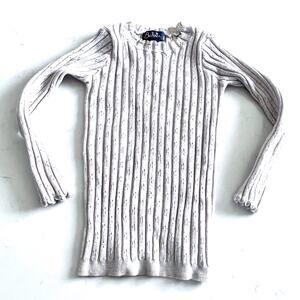 Belati girls ribbed eyelet ecru nuetral sweater size 7